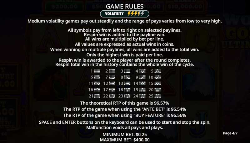 Wolf Gold Ultimate slot game rules